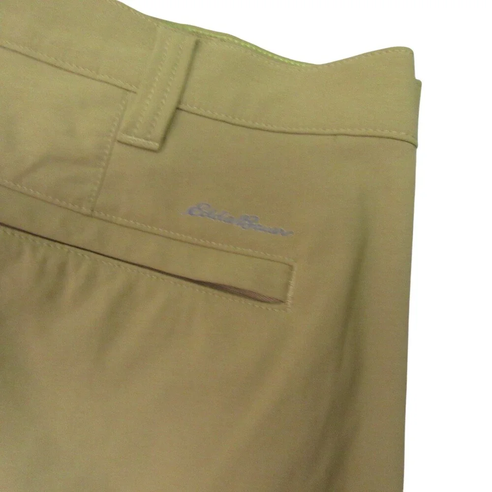 Eddie Bauer Mens Chino Tech Pants‎ 38 X 32 Tan Khaki Stretch Nylon Flat Front